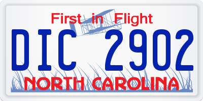 NC license plate DIC2902