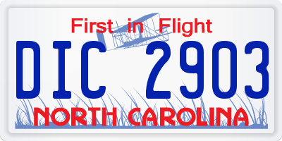 NC license plate DIC2903