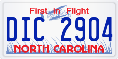 NC license plate DIC2904