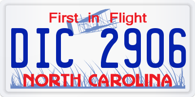 NC license plate DIC2906