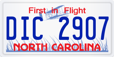 NC license plate DIC2907