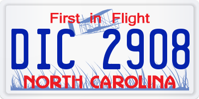 NC license plate DIC2908