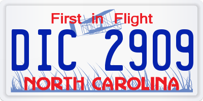 NC license plate DIC2909