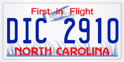 NC license plate DIC2910