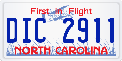 NC license plate DIC2911