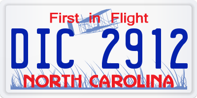 NC license plate DIC2912
