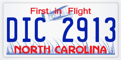 NC license plate DIC2913