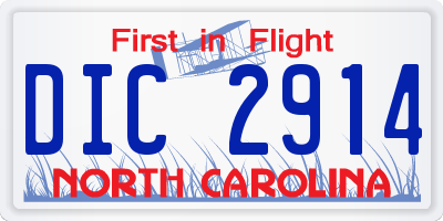 NC license plate DIC2914