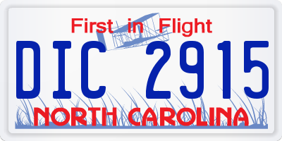 NC license plate DIC2915
