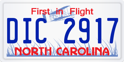 NC license plate DIC2917