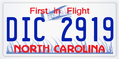 NC license plate DIC2919