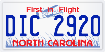 NC license plate DIC2920