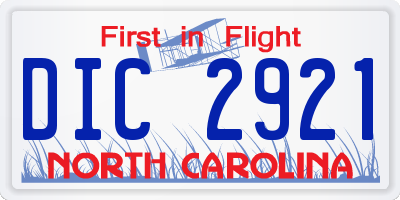 NC license plate DIC2921