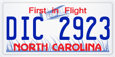 NC license plate DIC2923