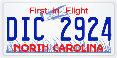 NC license plate DIC2924