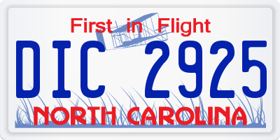 NC license plate DIC2925