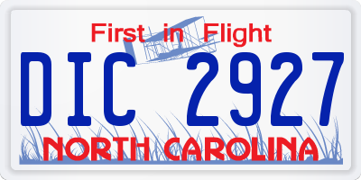 NC license plate DIC2927