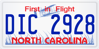 NC license plate DIC2928