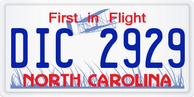 NC license plate DIC2929