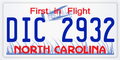 NC license plate DIC2932