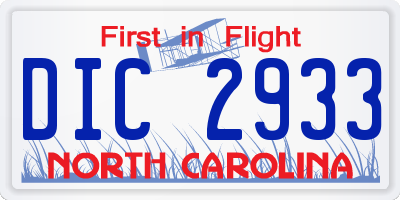 NC license plate DIC2933
