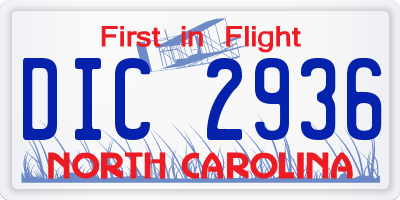 NC license plate DIC2936