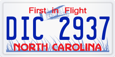 NC license plate DIC2937