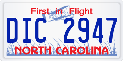 NC license plate DIC2947