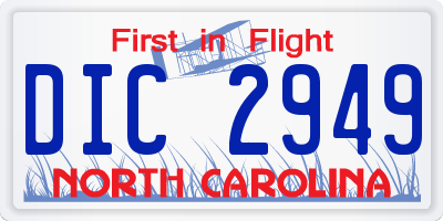 NC license plate DIC2949