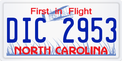 NC license plate DIC2953