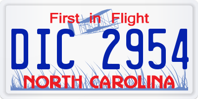 NC license plate DIC2954