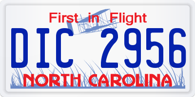 NC license plate DIC2956