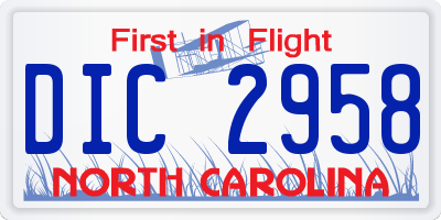 NC license plate DIC2958