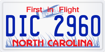NC license plate DIC2960