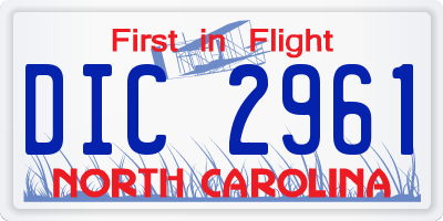NC license plate DIC2961