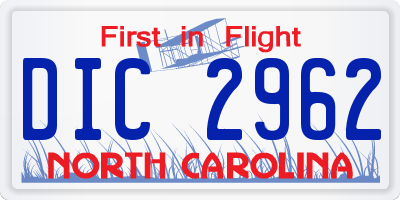 NC license plate DIC2962