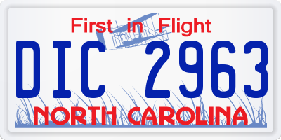 NC license plate DIC2963