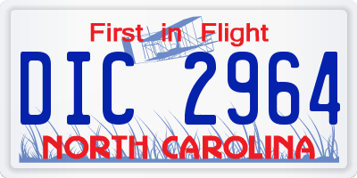 NC license plate DIC2964