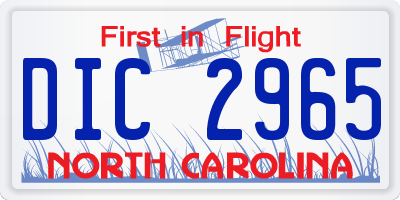 NC license plate DIC2965