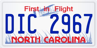 NC license plate DIC2967