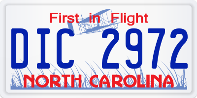 NC license plate DIC2972