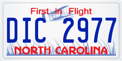 NC license plate DIC2977