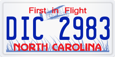 NC license plate DIC2983