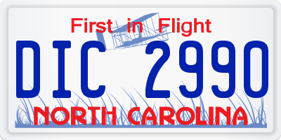 NC license plate DIC2990