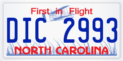 NC license plate DIC2993