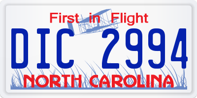 NC license plate DIC2994