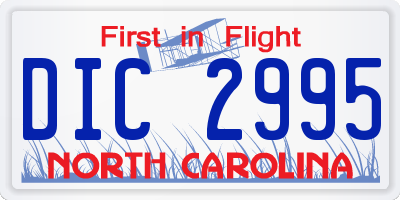 NC license plate DIC2995