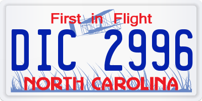 NC license plate DIC2996