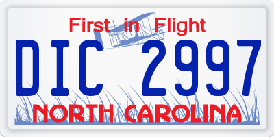 NC license plate DIC2997