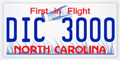 NC license plate DIC3000